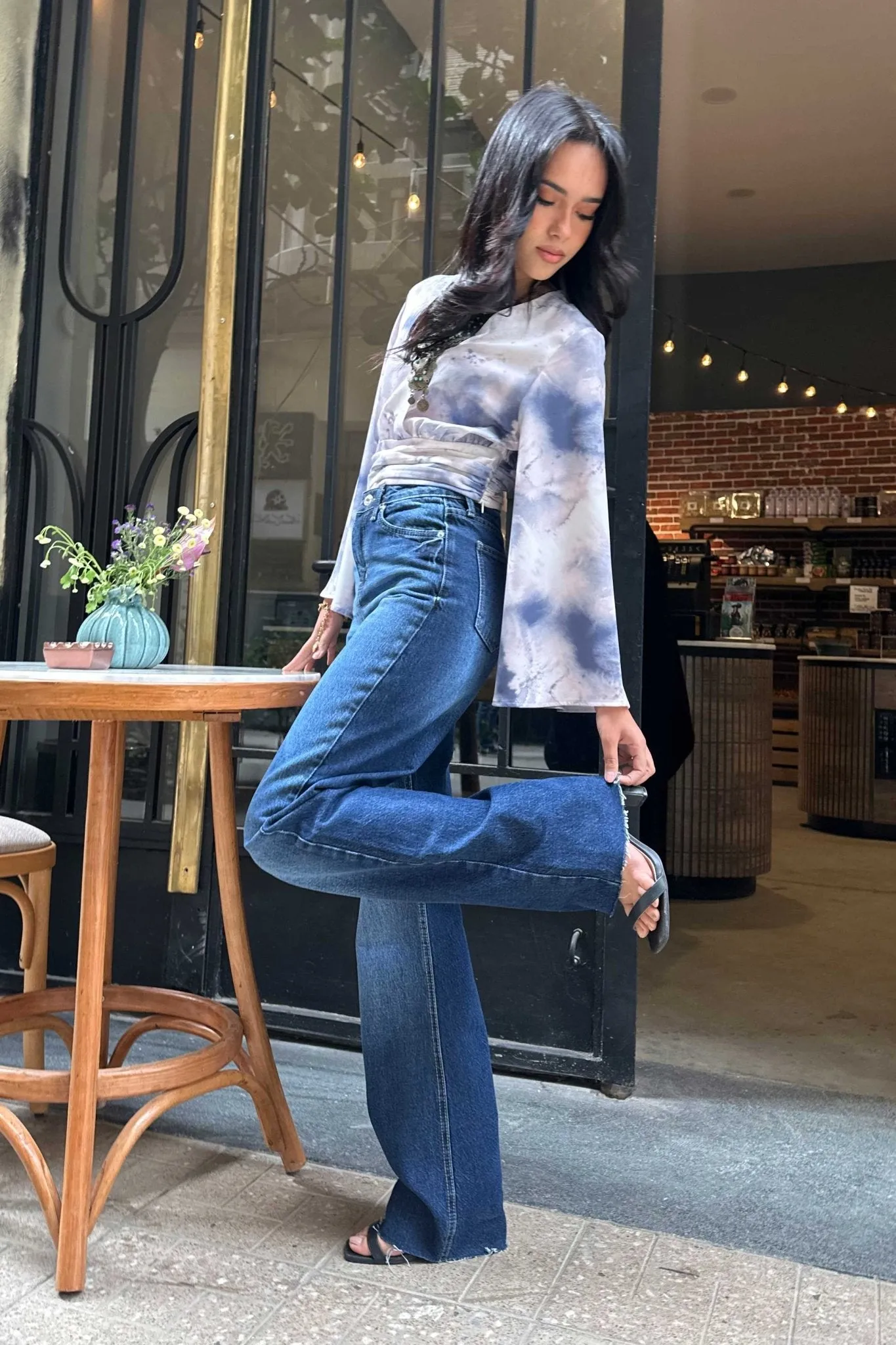 Straight Jeans - Deep Navy Blue Washed Jeans.