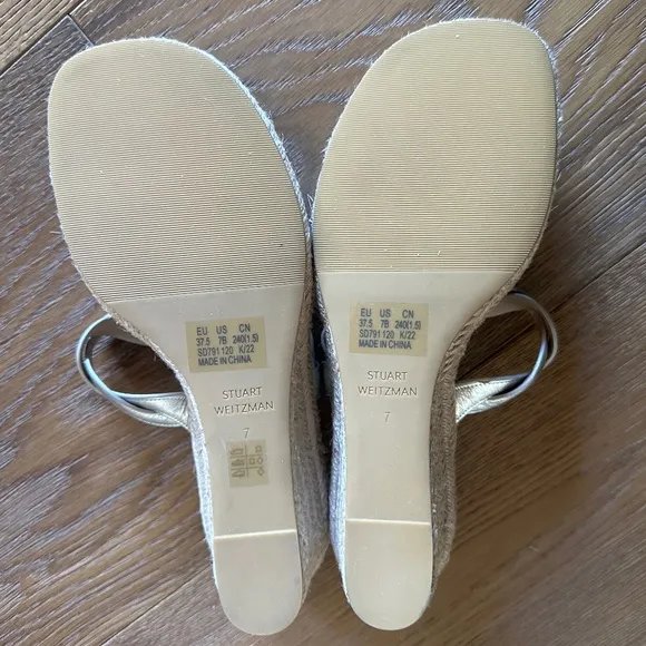 Stuart Weitzman Twisted Espadrille Slide Sandals In Platino
