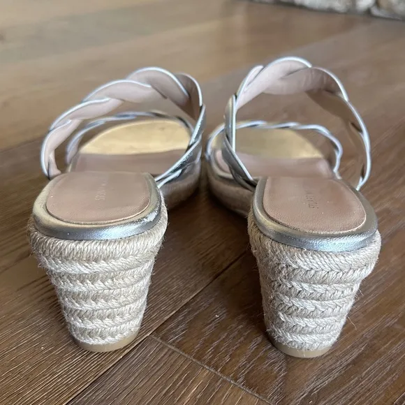 Stuart Weitzman Twisted Espadrille Slide Sandals In Platino