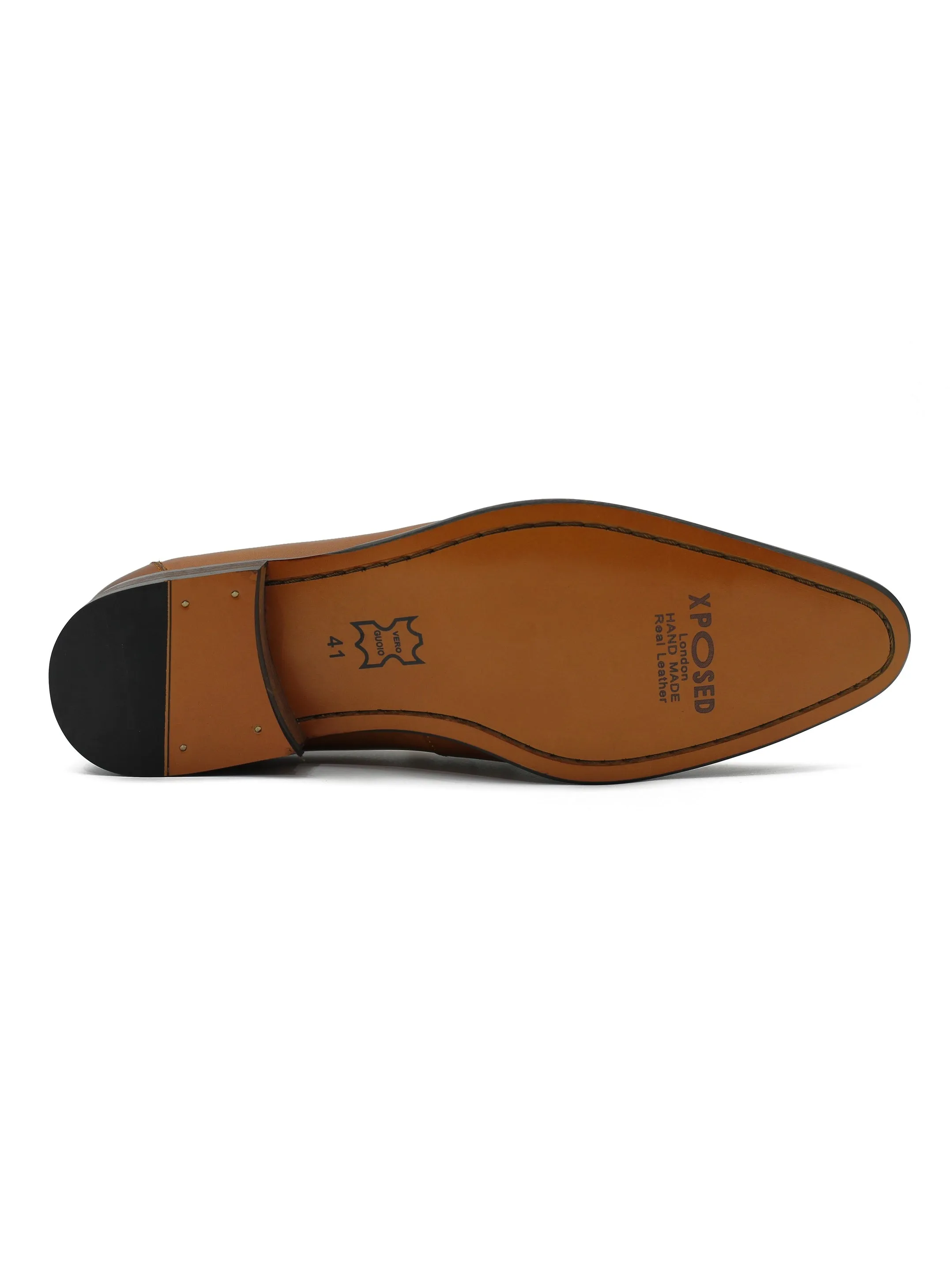 TAN LEATHER & SUEDE TASSEL LOAFER