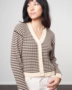 the mini striped cardigan - woodsmoke stripe