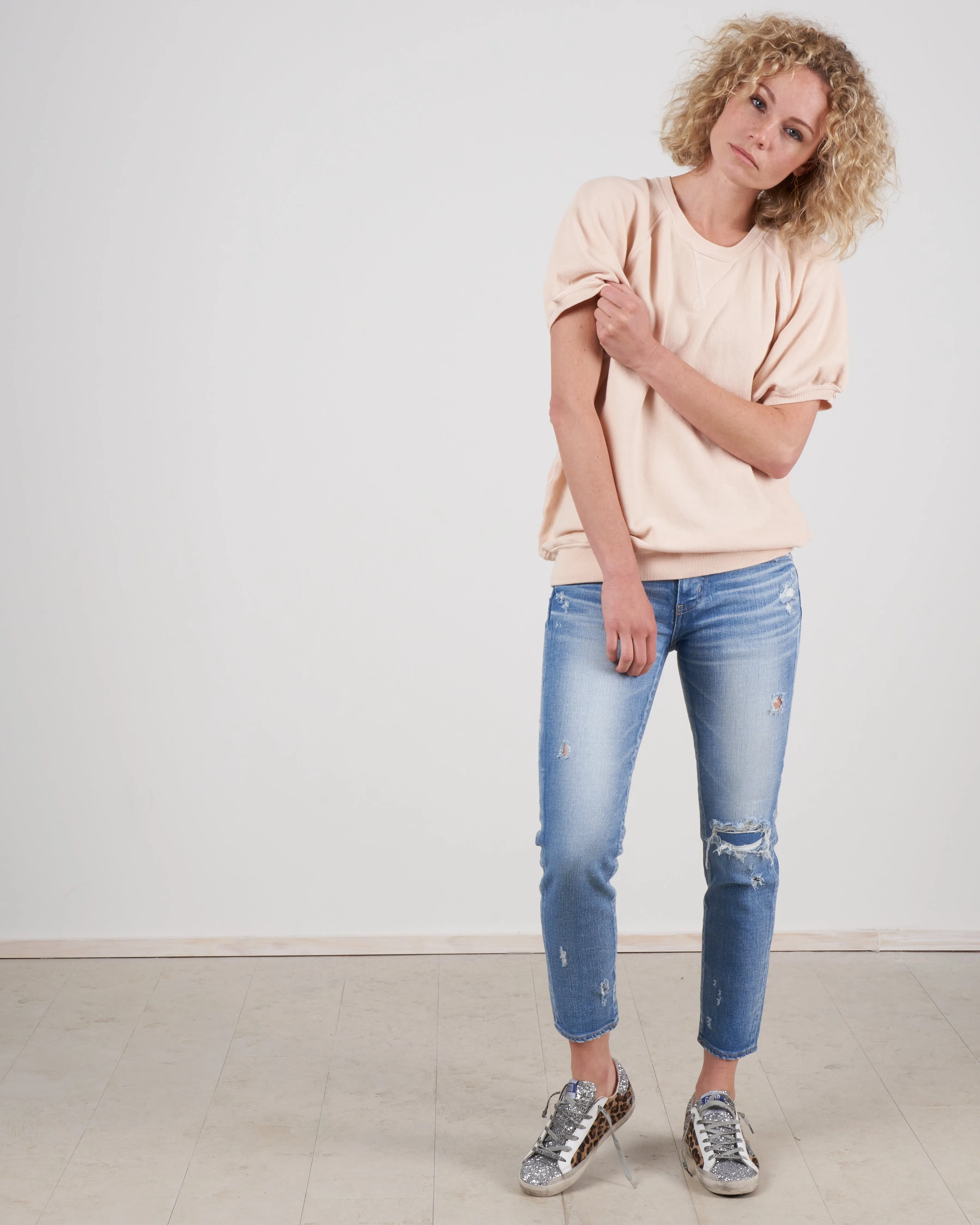 the puff sleeve sweatshirt - whisper pink