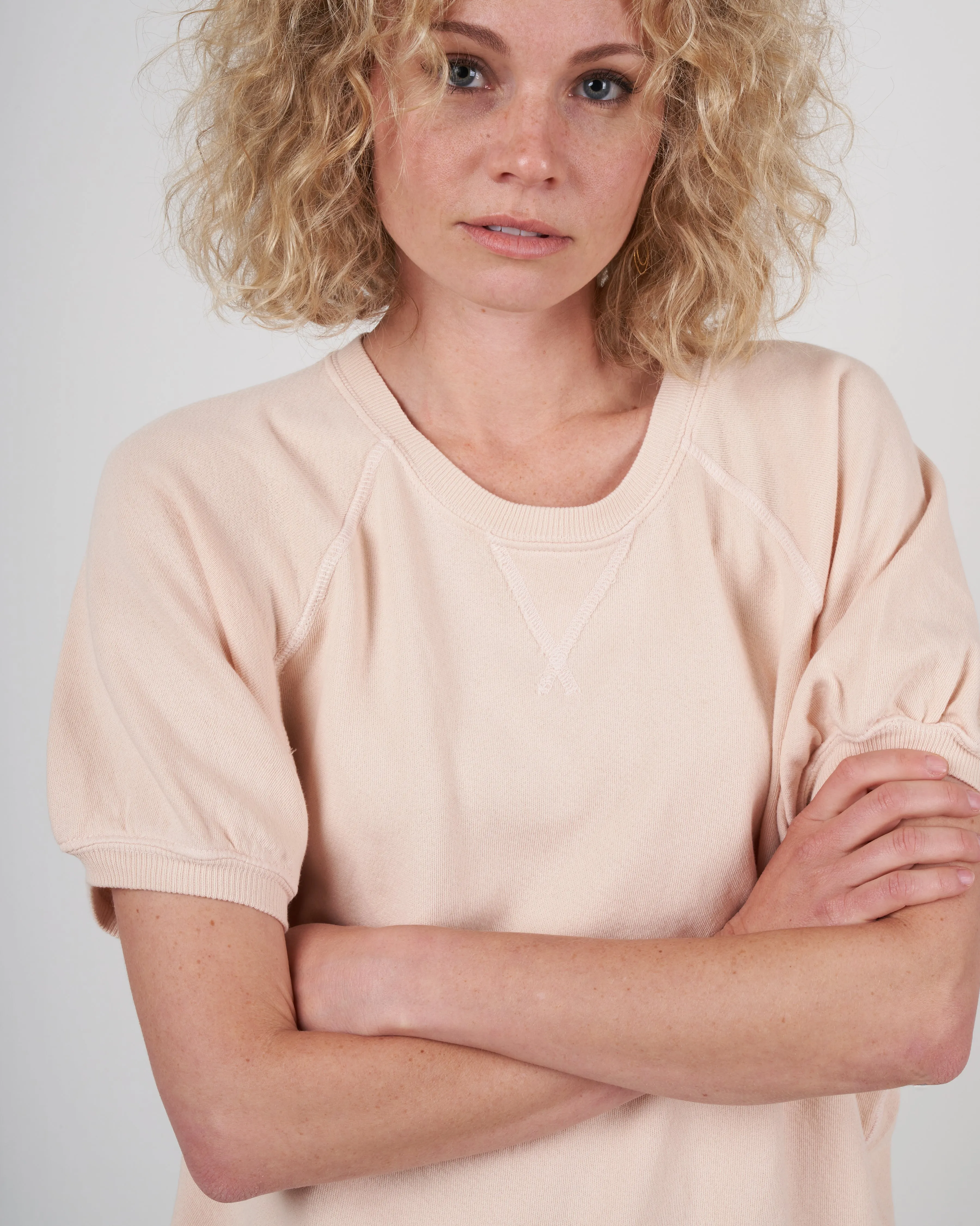 the puff sleeve sweatshirt - whisper pink