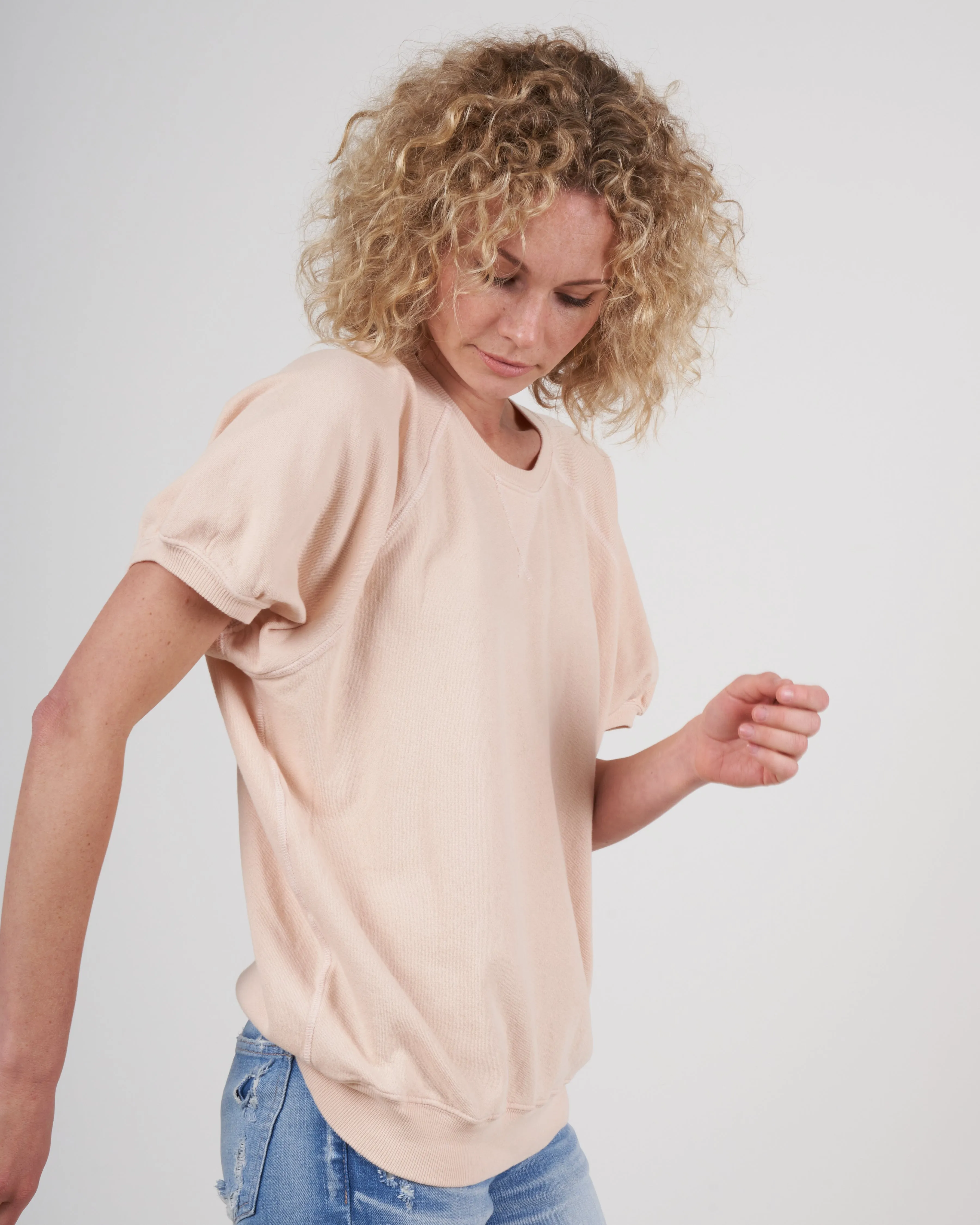 the puff sleeve sweatshirt - whisper pink