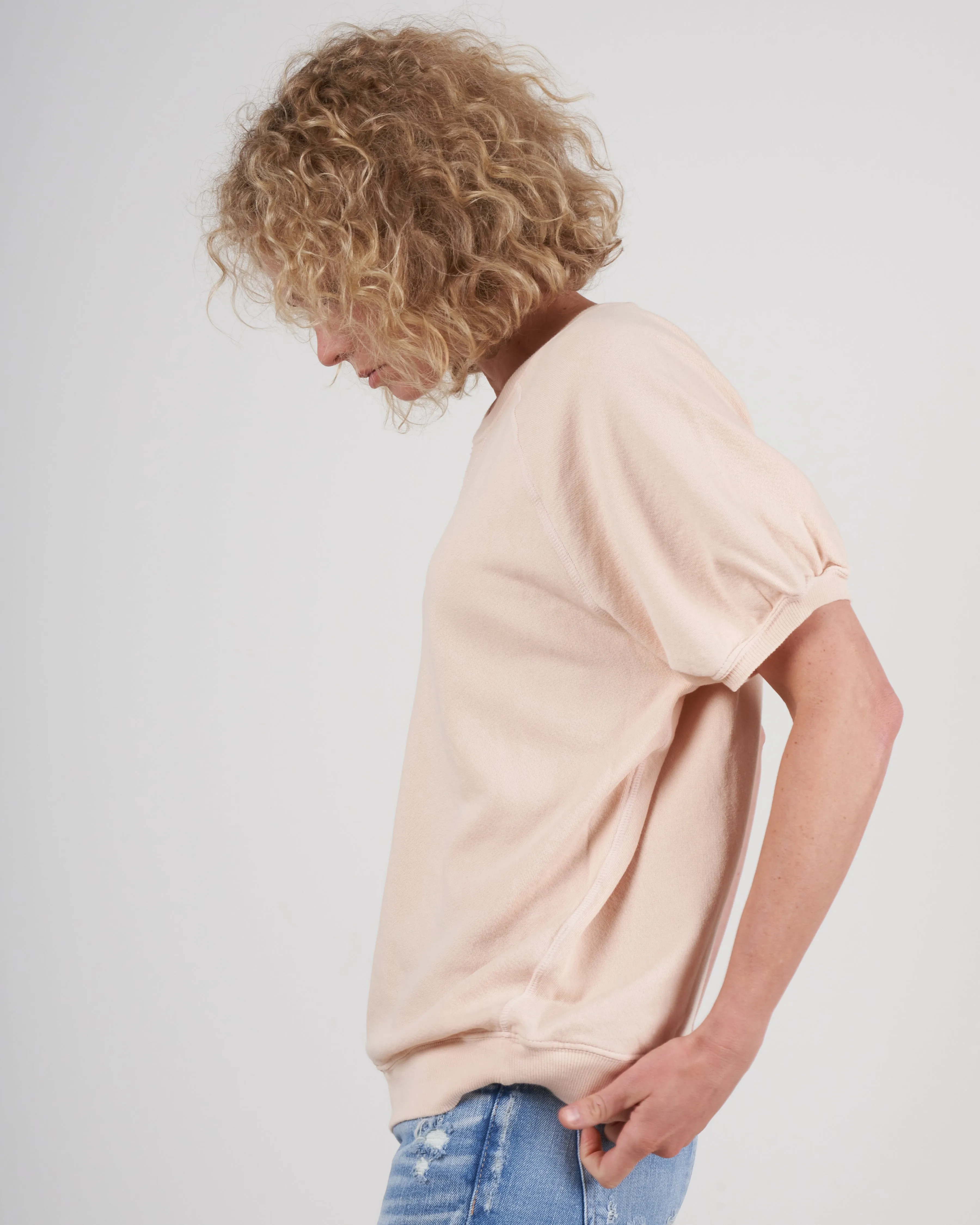 the puff sleeve sweatshirt - whisper pink