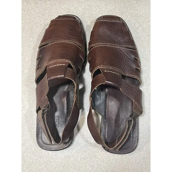 Tommy Bahama Brown Espresso Leather Fisherman Summer Sandal Men’s Size 11~Italy