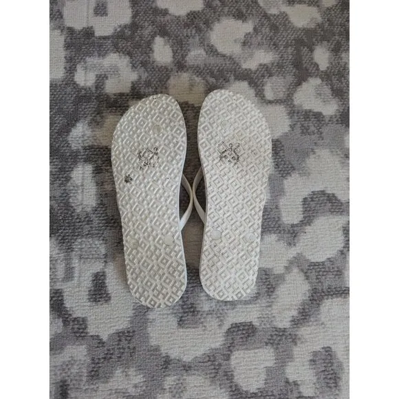 Tory Burch Emory Logo Floral With Birds Flip Flop Sandals Size 10