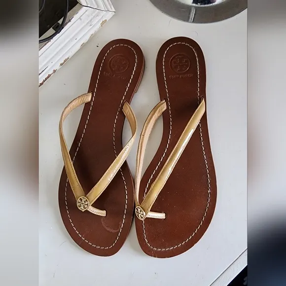 Tory Burch Terra Thong Honey Tan Flip Flops 9