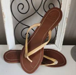 Tory Burch Terra Thong Honey Tan Flip Flops 9