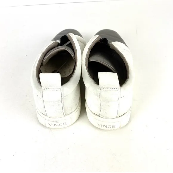 Vince Sneaker Leather Slip On Loafers Size 7 White Gray
