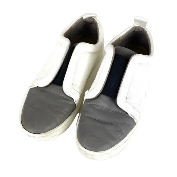 Vince Sneaker Leather Slip On Loafers Size 7 White Gray