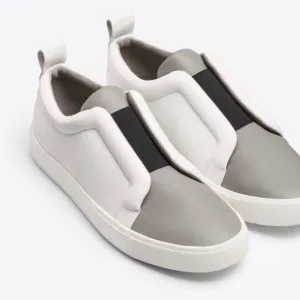 Vince Sneaker Leather Slip On Loafers Size 7 White Gray