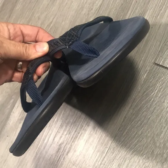 Vionic Tide RS  Navy Sparkle Leather Strap Contour Flip Flop Sandals size 12