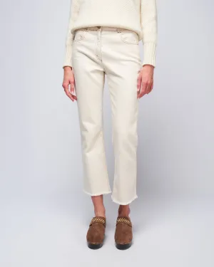 woman denim pant - almond white denim