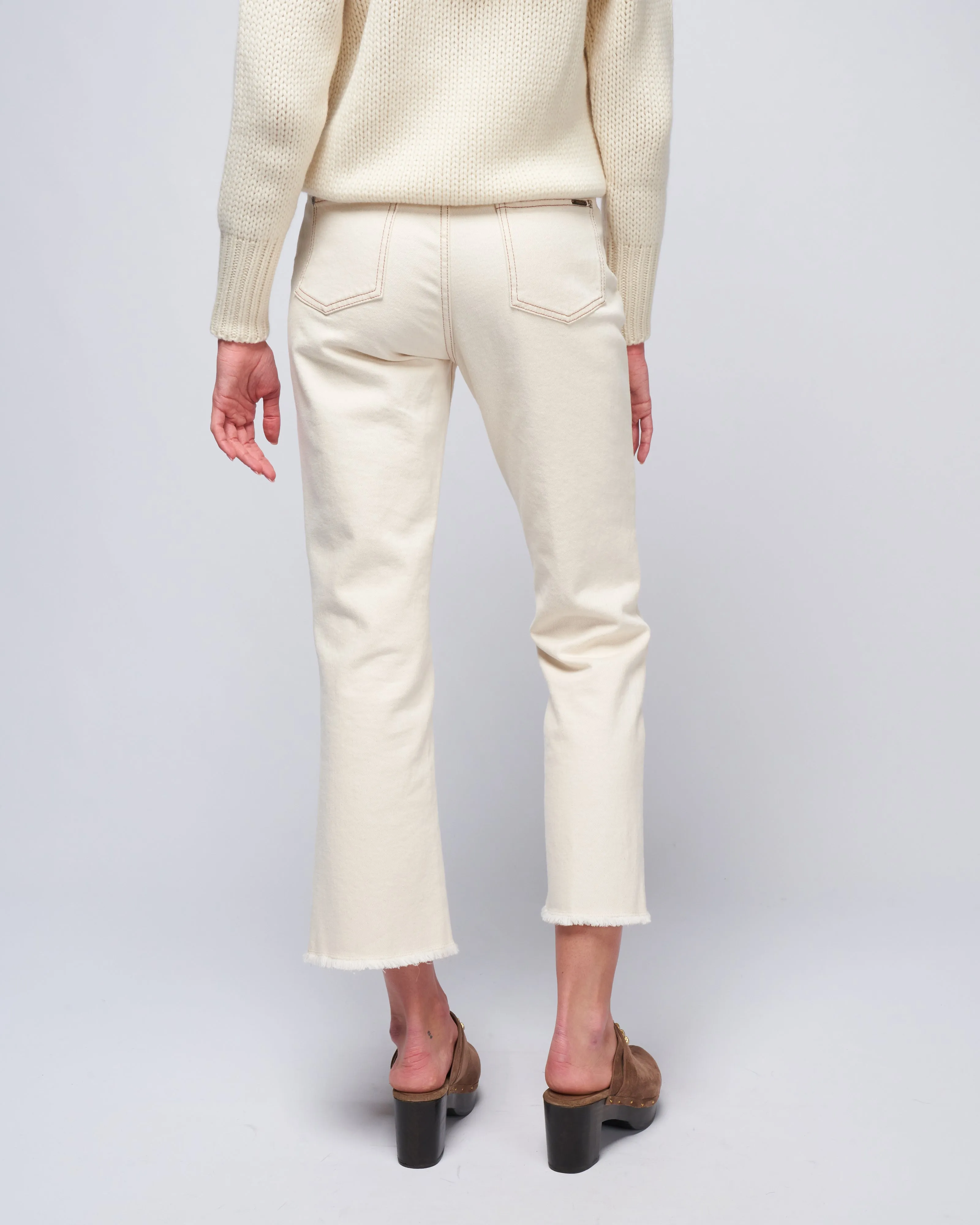 woman denim pant - almond white denim