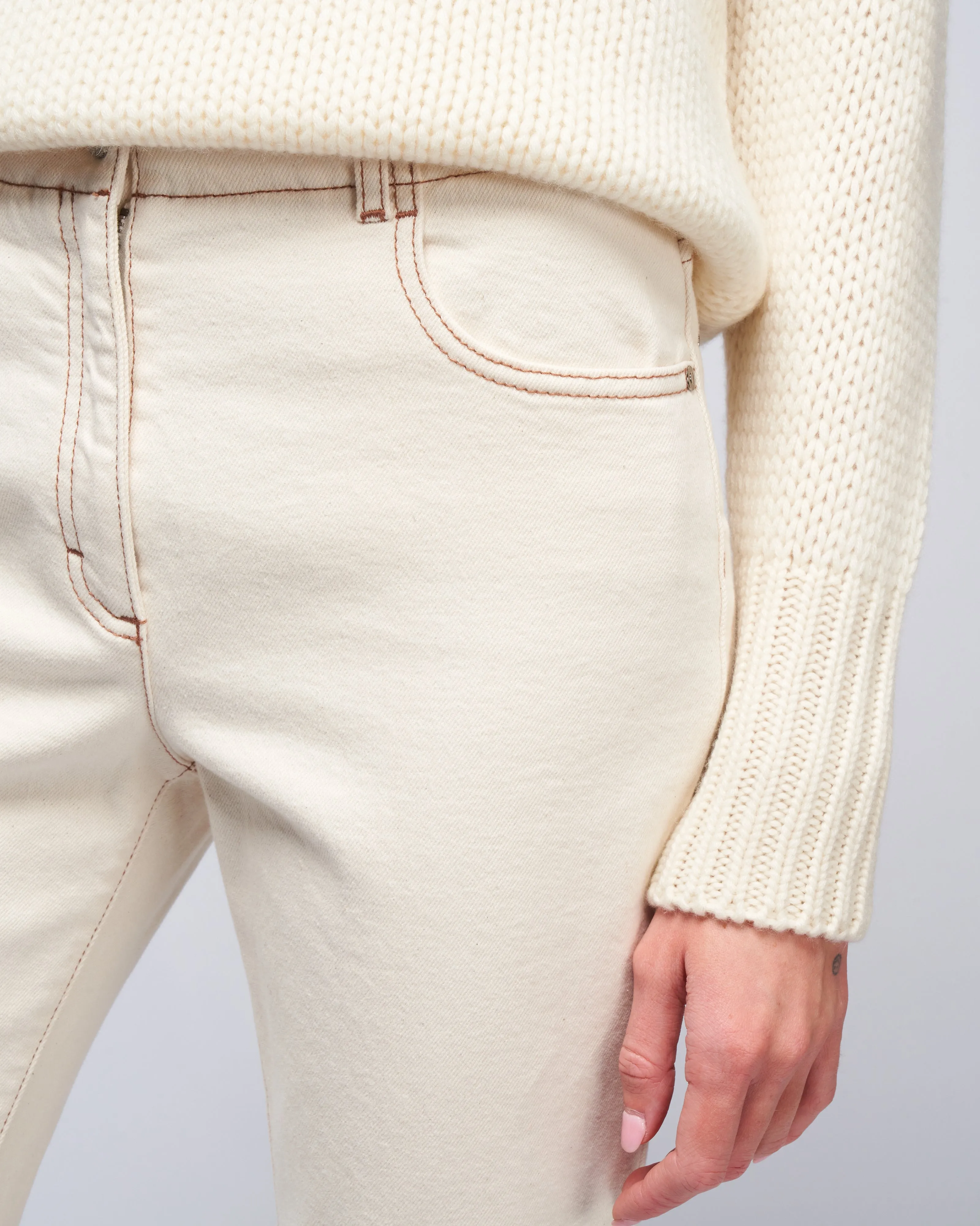 woman denim pant - almond white denim