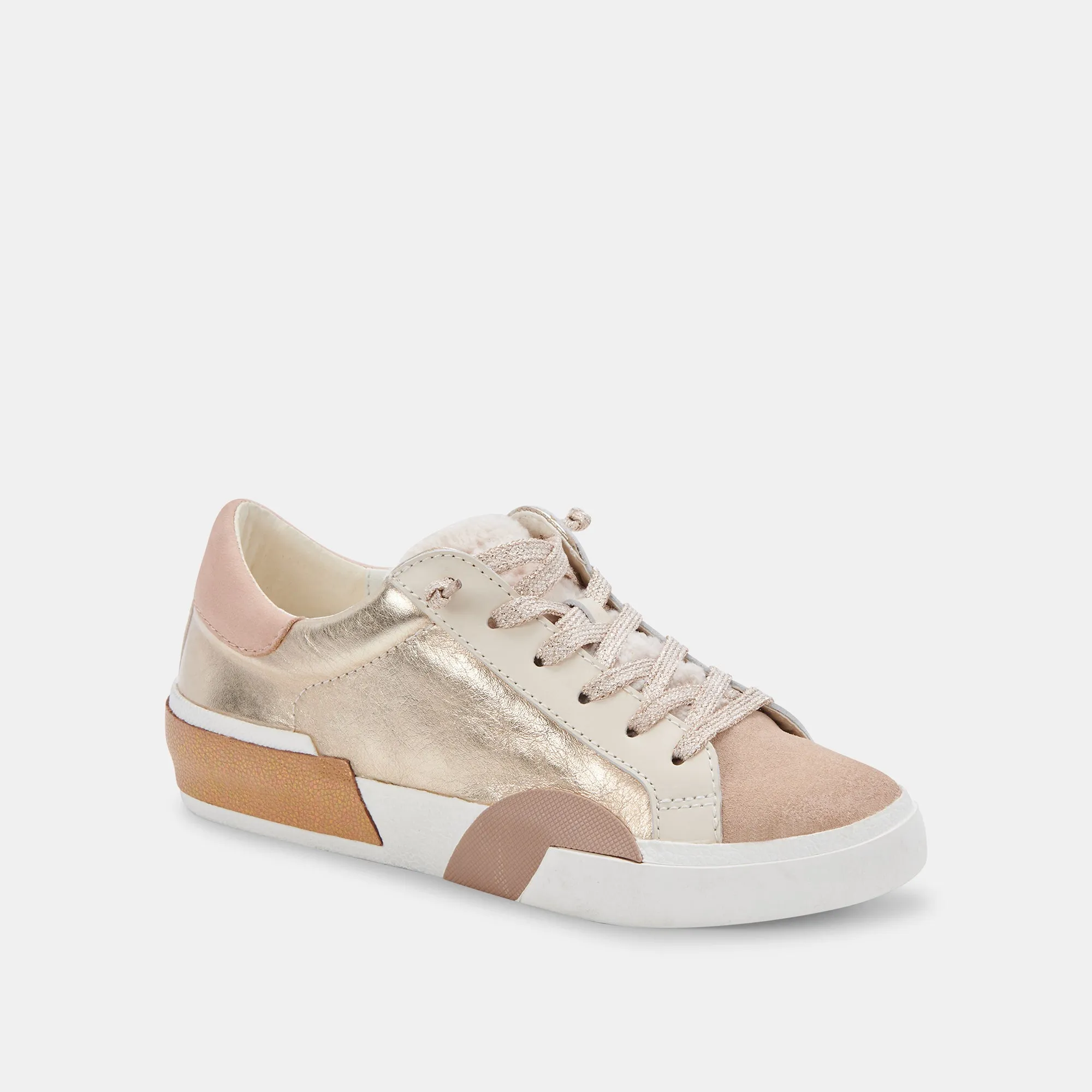 ZINA PLUSH SNEAKERS GOLD LEATHER