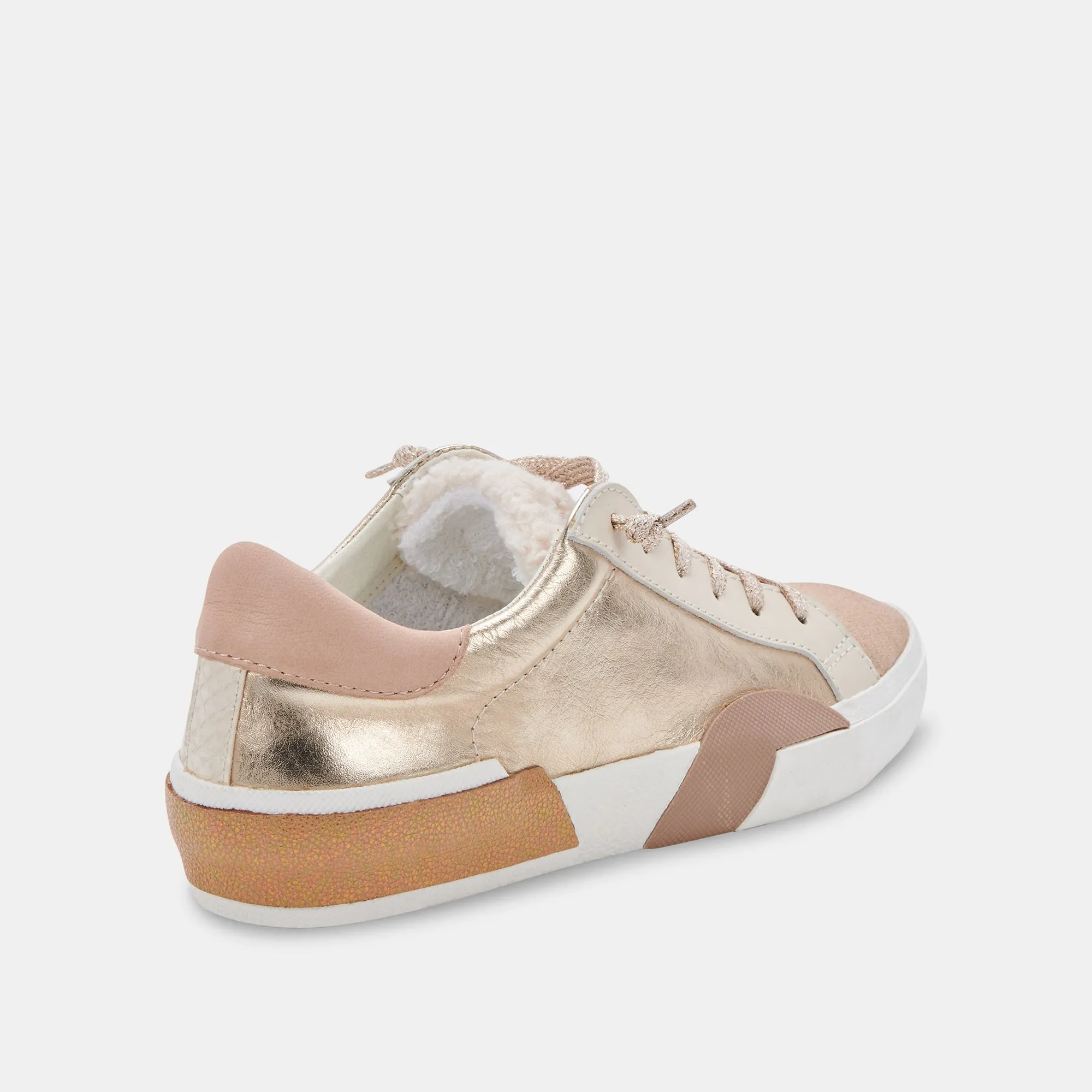 ZINA PLUSH SNEAKERS GOLD LEATHER