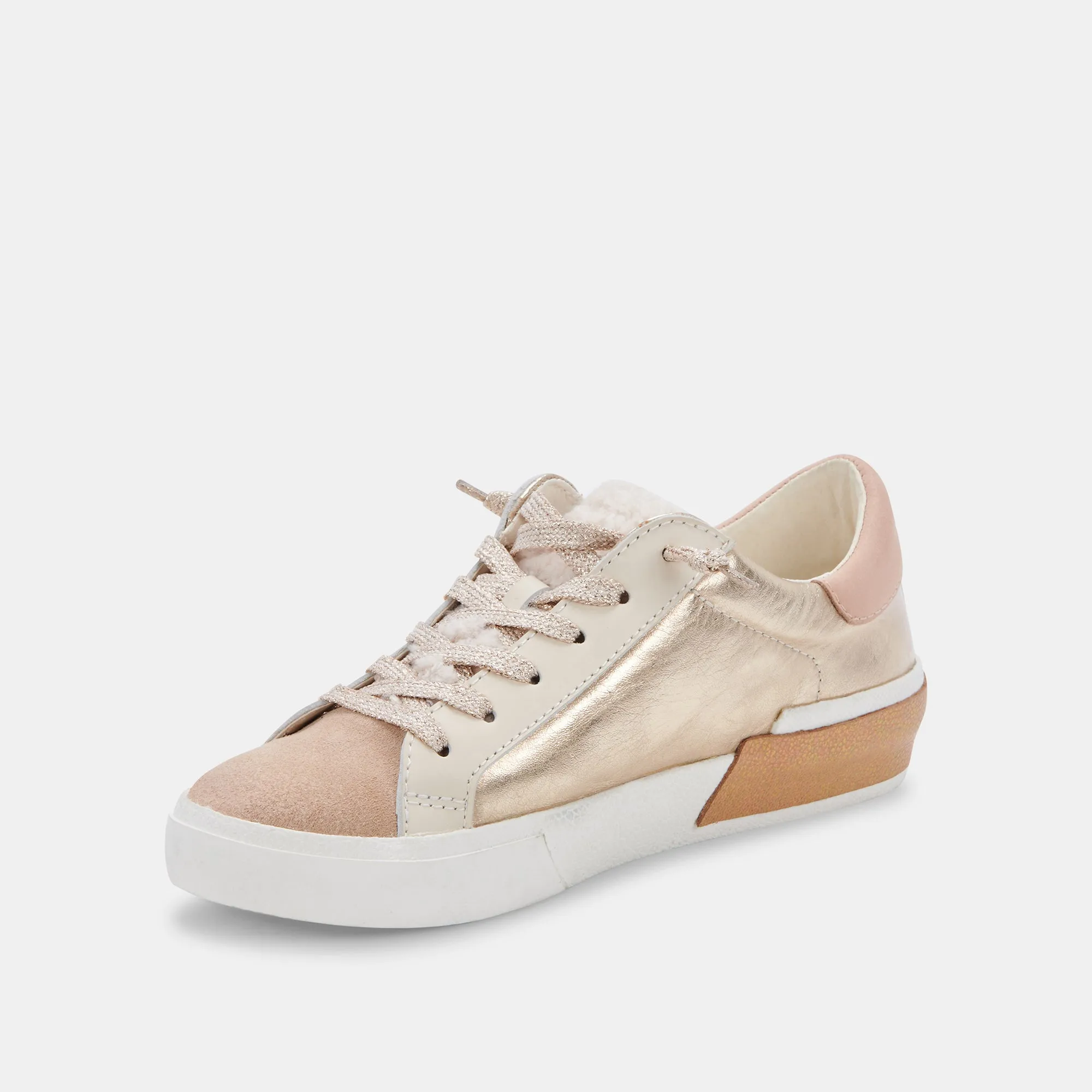 ZINA PLUSH SNEAKERS GOLD LEATHER