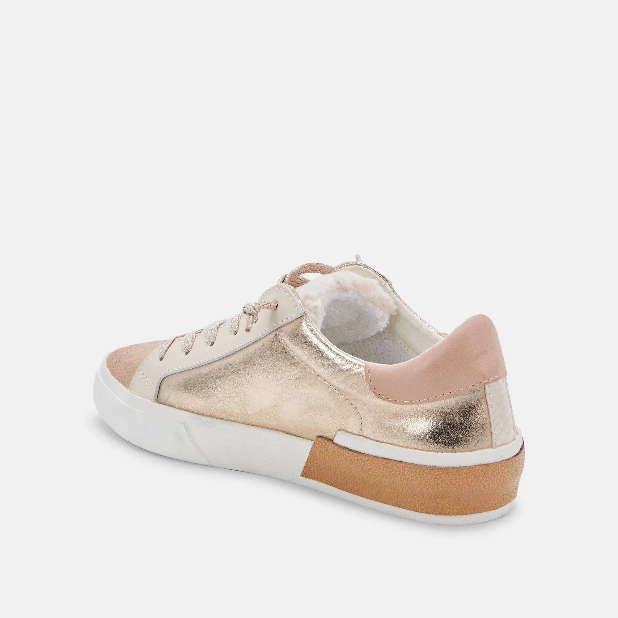 ZINA PLUSH SNEAKERS GOLD LEATHER